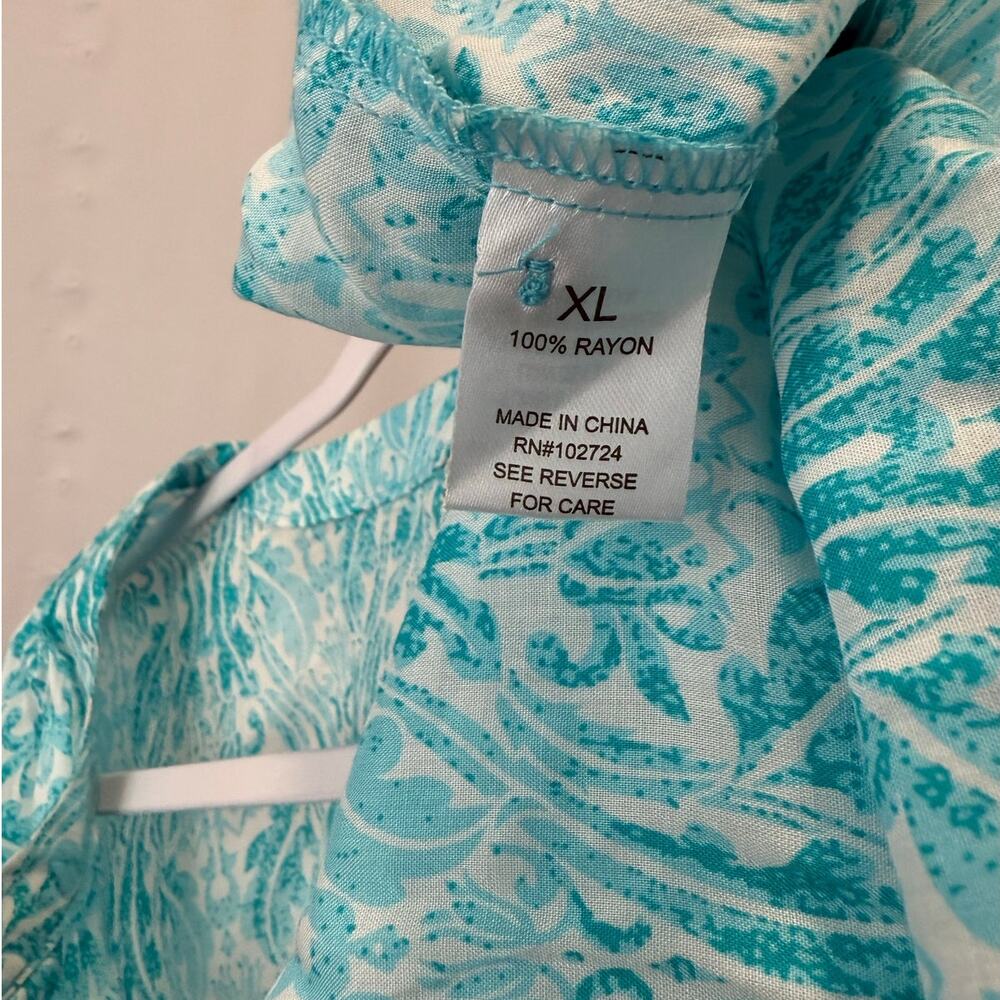Grande & Greene Women's Green Floral Boho Peasant Tunic Top Size XL 3/4 Sleeves - Picture 6 of 6